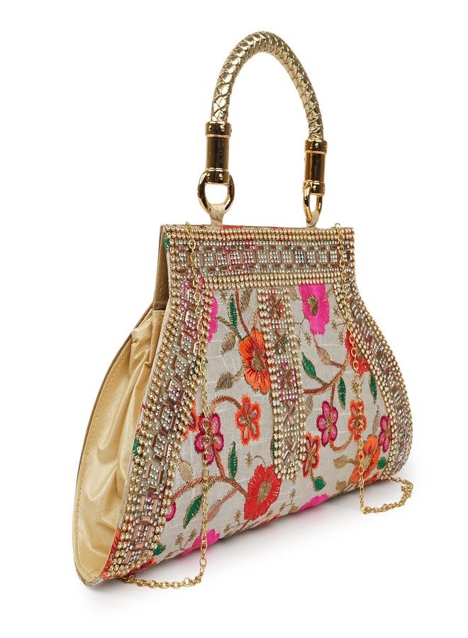 NORVE PU Stylish Fashionable Fancy Design Clutch Gold Chain Strap Crossbody Bag For Women - Image 1