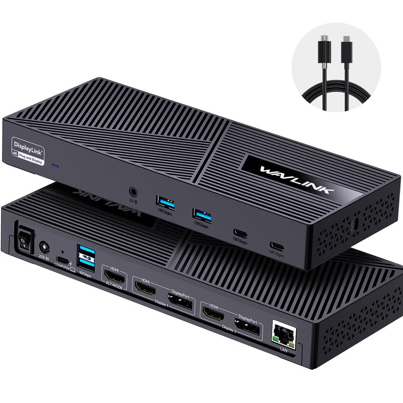 WAVLINK USB-C Triple Monitor Docking Station for MacBook M1-M5/Neo & Windows â€“ 100W PD, 3Ã—HDMI/2Ã—DisplayPort, 6x10Gbps USB Ports, Gigabit Ethernet, Ideal for Workstation & Home Office - Image 1