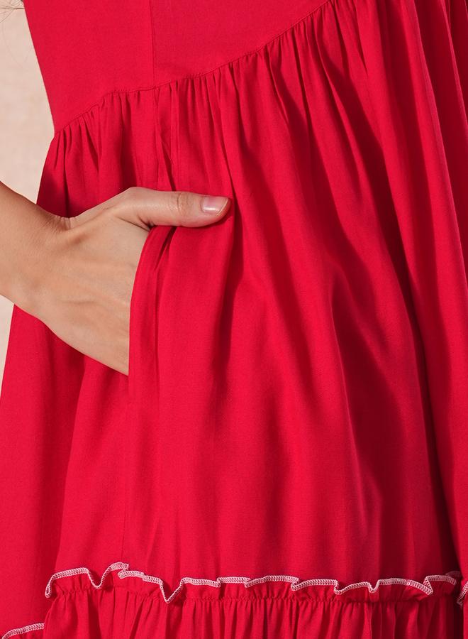 جلو باص فستان قصير بتفاصيل مُطرزة - Image 5