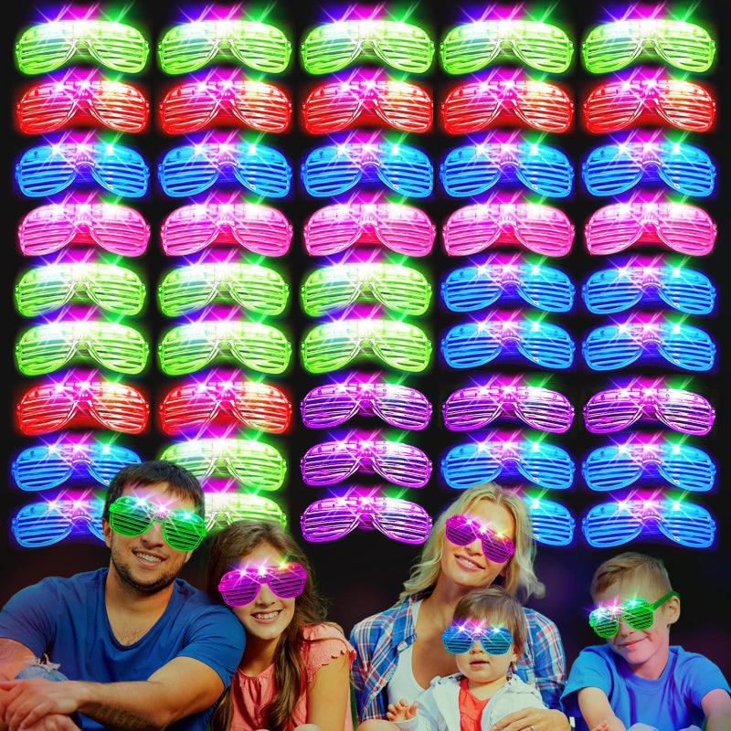 SHQDD 38PCS LED Glasses Light Up Glasses 5 Colors 3 Light Modes Glow in The Dark Party Supplies Neon Party Favors for Birthday Gifts Party Decorations New Year Carnival - Image 2