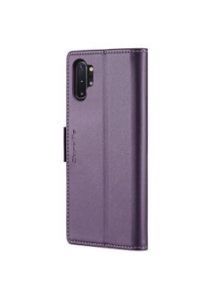 CaseMe Flip Wallet Case For Samsung Galaxy Note 10Plus [RFID Blocking] PU Leather Wallet Flip Folio Case with Card Holder Kickstand Shockproof Phone Cover (Purple)  - Image 2