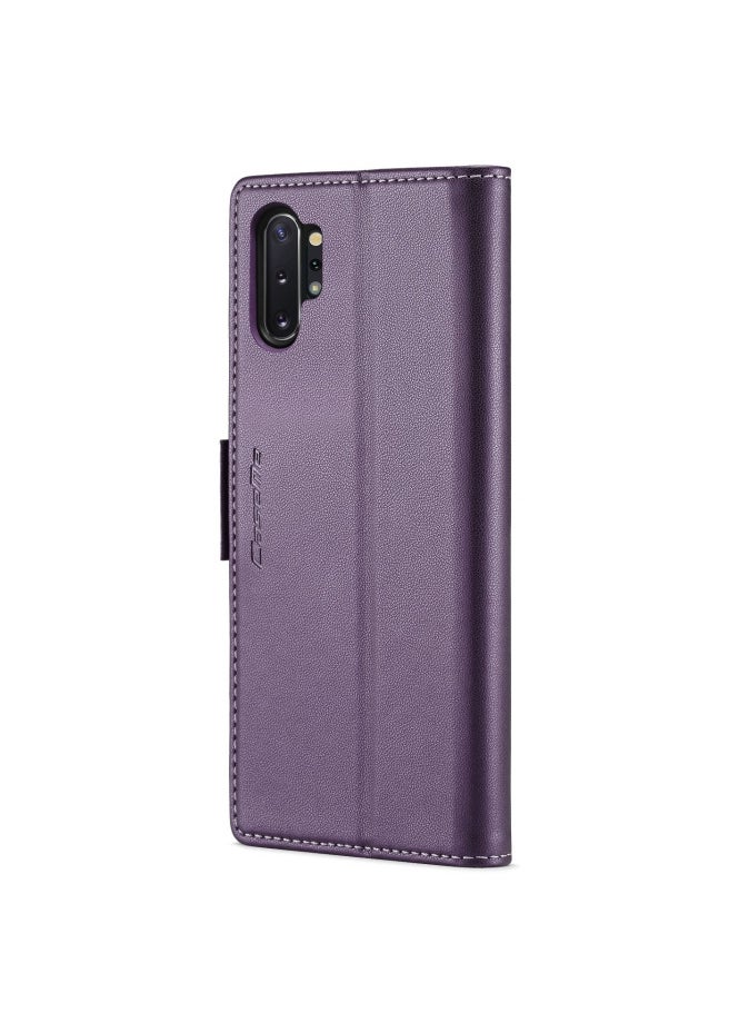 CaseMe Flip Wallet Case For Samsung Galaxy Note 10Plus [RFID Blocking] PU Leather Wallet Flip Folio Case with Card Holder Kickstand Shockproof Phone Cover (Purple)  - Image 2