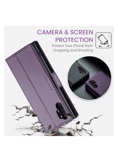 CaseMe Flip Wallet Case For Samsung Galaxy Note 10Plus [RFID Blocking] PU Leather Wallet Flip Folio Case with Card Holder Kickstand Shockproof Phone Cover (Purple)  - Image 3