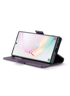 CaseMe Flip Wallet Case For Samsung Galaxy Note 10Plus [RFID Blocking] PU Leather Wallet Flip Folio Case with Card Holder Kickstand Shockproof Phone Cover (Purple)  - Image 4