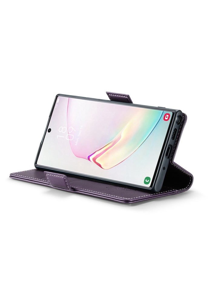 CaseMe Flip Wallet Case For Samsung Galaxy Note 10Plus [RFID Blocking] PU Leather Wallet Flip Folio Case with Card Holder Kickstand Shockproof Phone Cover (Purple)  - Image 4