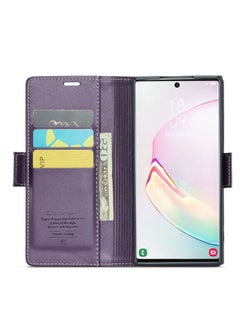 CaseMe Flip Wallet Case For Samsung Galaxy Note 10Plus [RFID Blocking] PU Leather Wallet Flip Folio Case with Card Holder Kickstand Shockproof Phone Cover (Purple)  - Image 5