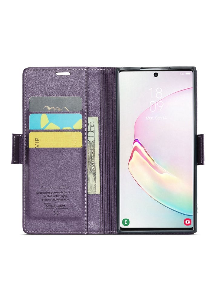 CaseMe Flip Wallet Case For Samsung Galaxy Note 10Plus [RFID Blocking] PU Leather Wallet Flip Folio Case with Card Holder Kickstand Shockproof Phone Cover (Purple)  - Image 5