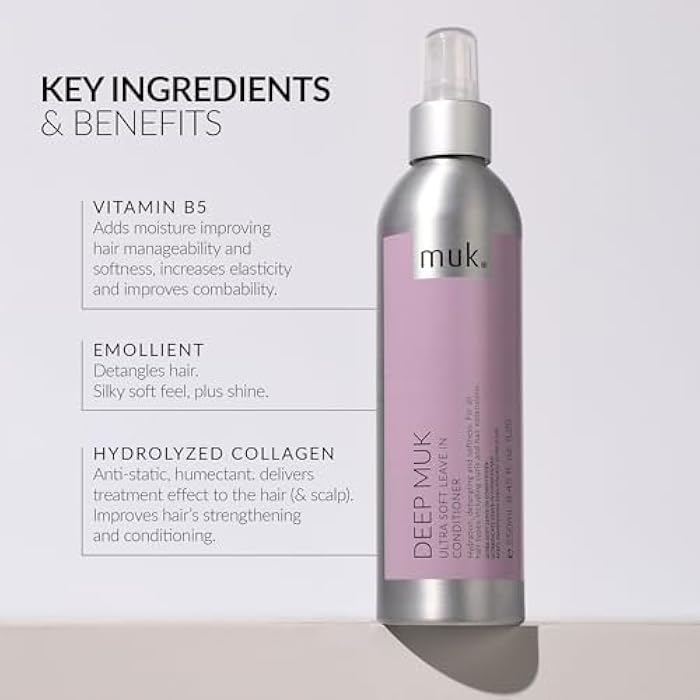 MUK. Deep Ultra Soft Leave In Conditioner - Hydrating Hair Conditioner Detangles, Nourishes & Tames Frizz. Leave in Conditioner Spray with Weightless Formula for Soft, Shiny Hair, 250ml - Image 4