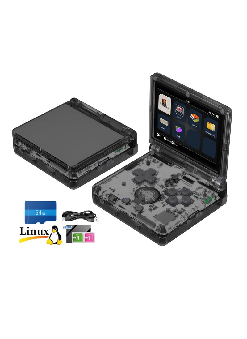 ANBERNIC  - RG35XXSP Handheld Flip Retro Portable Game Console 3.5 Inch Hall Magnetic Switch 3300maH Battery WIFI Bluetooth (Black 64G, 5500+ Games) - Image 1