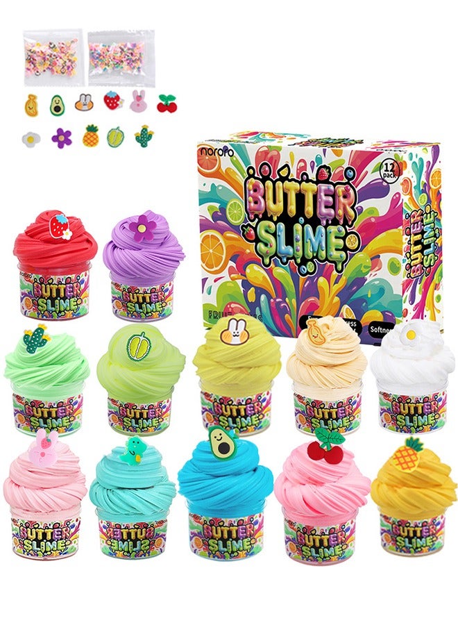 nororo 12 Pack Ice Cream Soft Slime Making Kit Stretchy and Non-Sticky, Butter Slime Stress Relief Toy for Kids Partys, Girls u0026 Boys Kids - Image 1
