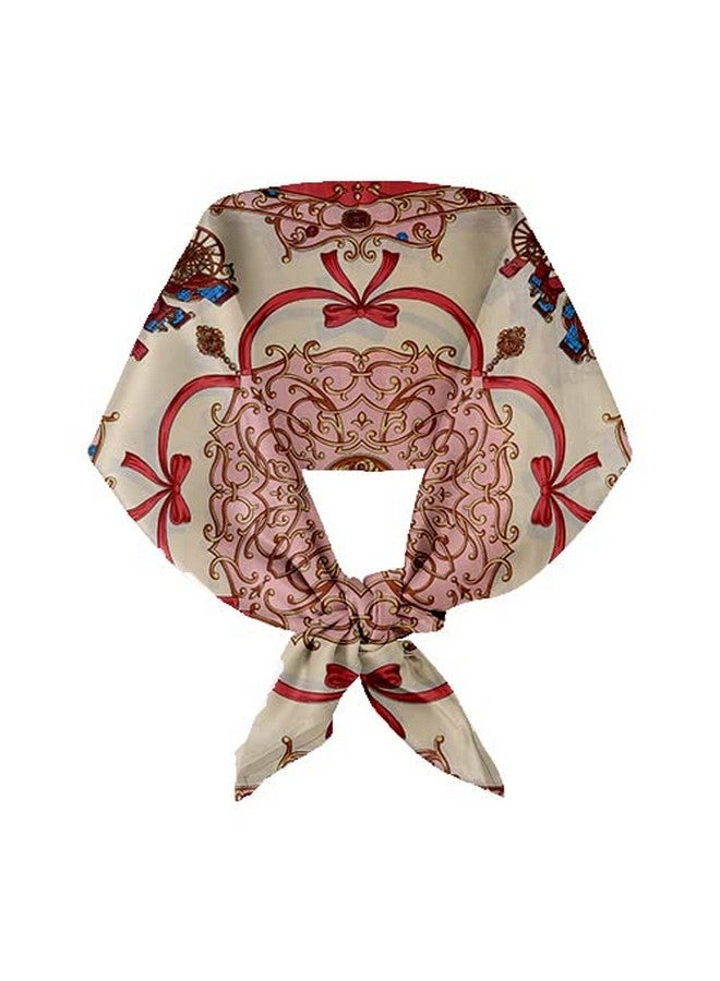 Threads & Yarn Scarf for Women Square Satin Silk Like Fashion Accessory Scarves Hijab Wraps Headscarf Size 90 x 90 cms (Pink Cream) - Image 1