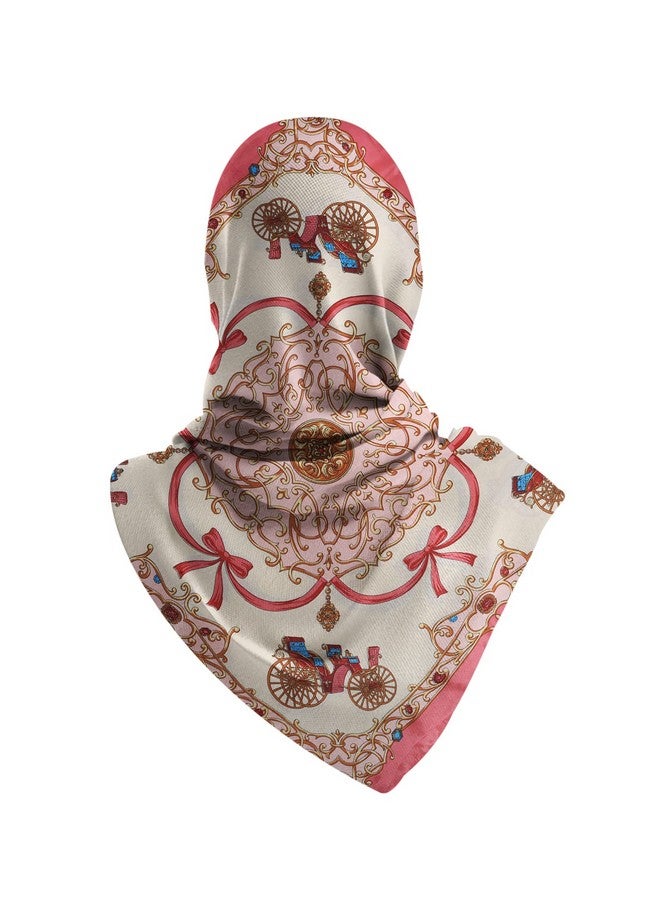 Threads & Yarn Scarf for Women Square Satin Silk Like Fashion Accessory Scarves Hijab Wraps Headscarf Size 90 x 90 cms (Pink Cream) - Image 3
