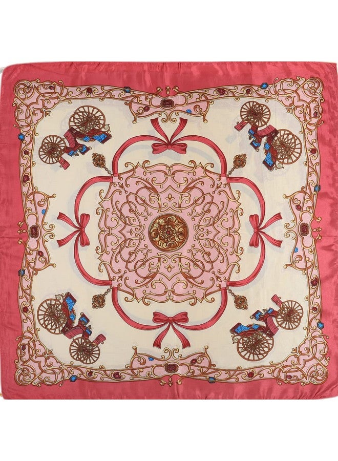 Threads & Yarn Scarf for Women Square Satin Silk Like Fashion Accessory Scarves Hijab Wraps Headscarf Size 90 x 90 cms (Pink Cream) - Image 5
