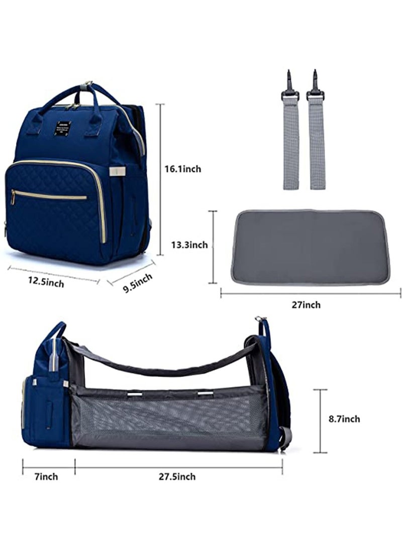 GT-Wheel Diaper Bag Backpack with Travel Bassinet, Detachable Foldable Baby Bed for Bady Toddler, 3 in-1 Nappy Bag Changing Station, Travel Baby Bag with Crib, Shade Cloth, Mattress - Image 3