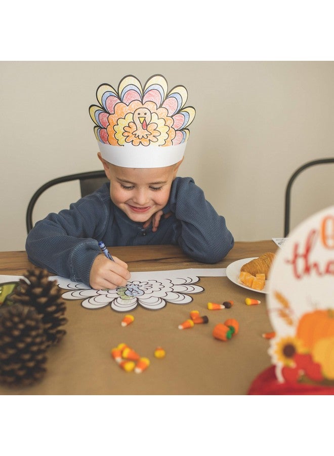 Tiny Expressions Color Your Own Turkey Crowns ; Thanksgiving Coloring Headbands ; 12 Count ; Kids Thankful School And Holiday Craft Activity - Image 3