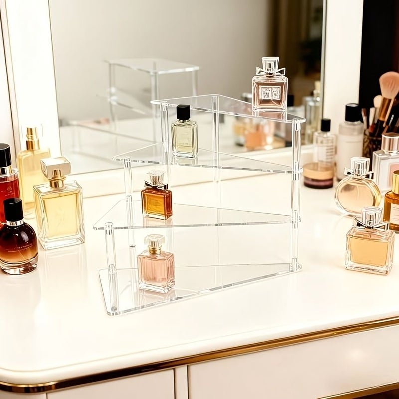 حامل منظم مستحضرات التجميل الأكريليكي متعدد الطبقات، 4 طبقات، رف عرض عطور شفاف - Image 3