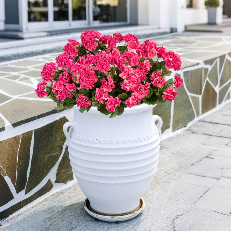 Uqueeten 4pcs Fake Flower Artificial Geranium,Artificial Flowers for Outdoors, Geraniums Artificial Flowers Realistic,Artificial Geraniums for Outdoors Fake Plant Decoration 14.4"(Rose Red) - Image 4