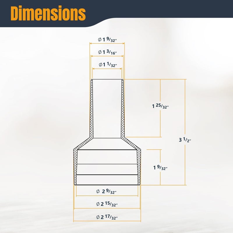 POWERTEC 70140 محول خرطوم 2-1/2” إلى 1-1/4” – وحدة تحويل لملحقات جمع الغبار، أسود - Image 3