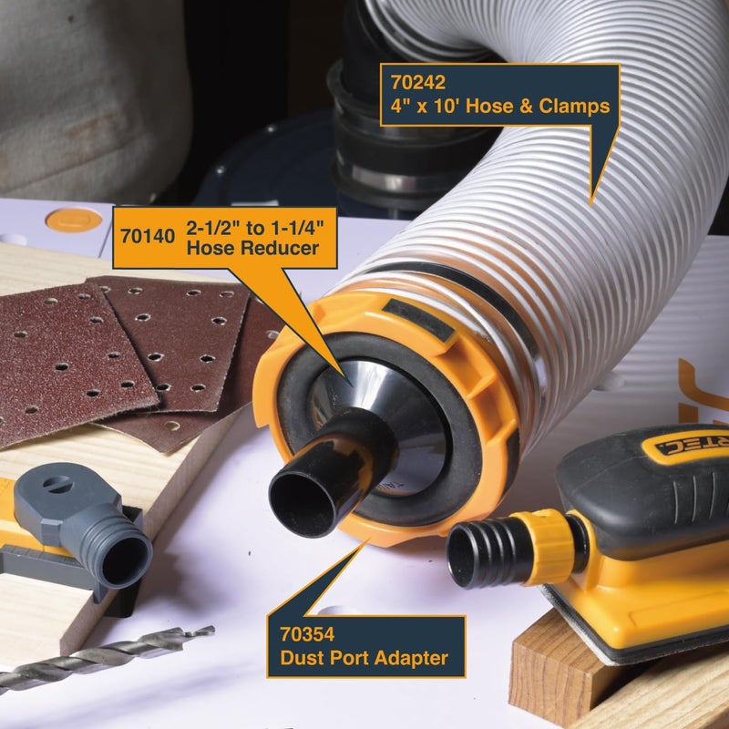 POWERTEC 70140 محول خرطوم 2-1/2” إلى 1-1/4” – وحدة تحويل لملحقات جمع الغبار، أسود - Image 5