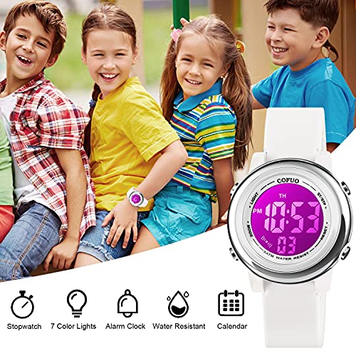 cofuo Kids Digital Sport Waterproof Watch for Girls Boys, Kid Sports Outdoor LED Electrical Watches with Luminous Alarm Stopwatch Child Wristwatch - Image 5