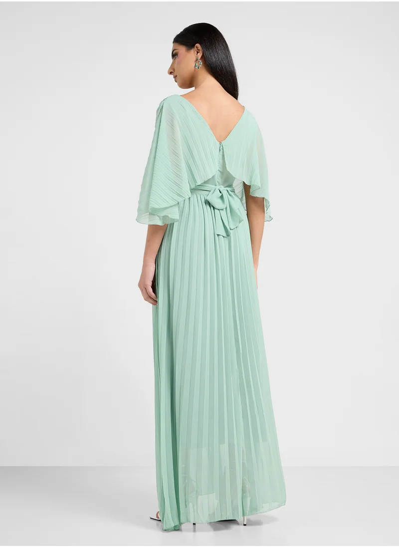 ELLA Pleated Dress With Batwing Sleeves