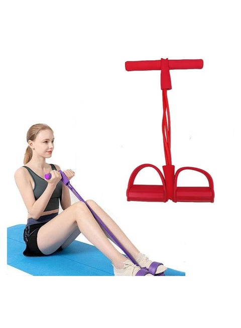 احزمة مقاومة للياقة البدنية للاستخدام المنزلي من كيوشوب®️، 4 انابيب من اللاتكس الطبيعي لتمرينات السحب في وضع الجلوس للبطن و كمال الاجسام والذراع وتمارين اليوغا للاطالة والتخسيس