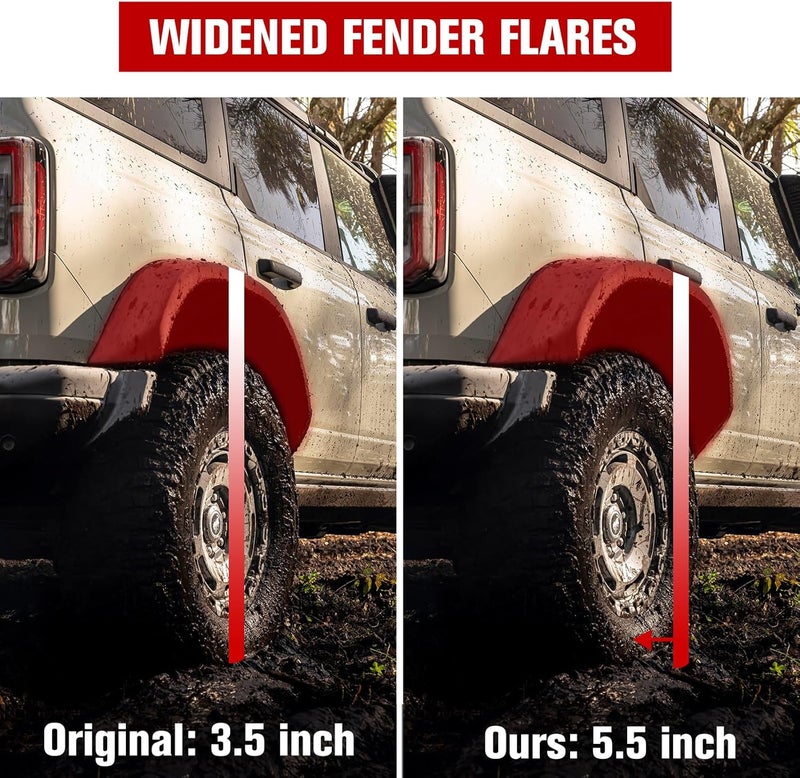 LitMiRaCle Widened Fender Flares for Ford Bronco 2021-2024 - 4PCS Heavy Duty Mud Flaps - Image 2