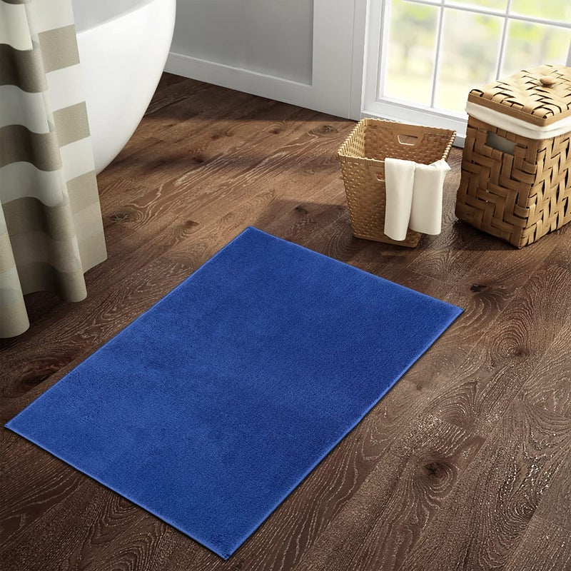 Welspun DRYLON Bath Mats Small Anti Skid HIGH Durability Stain Resistant Easy Care(Solid 40CMX60CM)-Dark Blue - Image 1