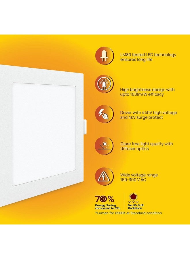 wipro Metal Garnet 8W Square LED Alpha Panel | Cool Day White (6500K) | Recessed Down Light for False Ceiling | Cutout - 110Mm*110Mm | Pack of 1 - Image 4