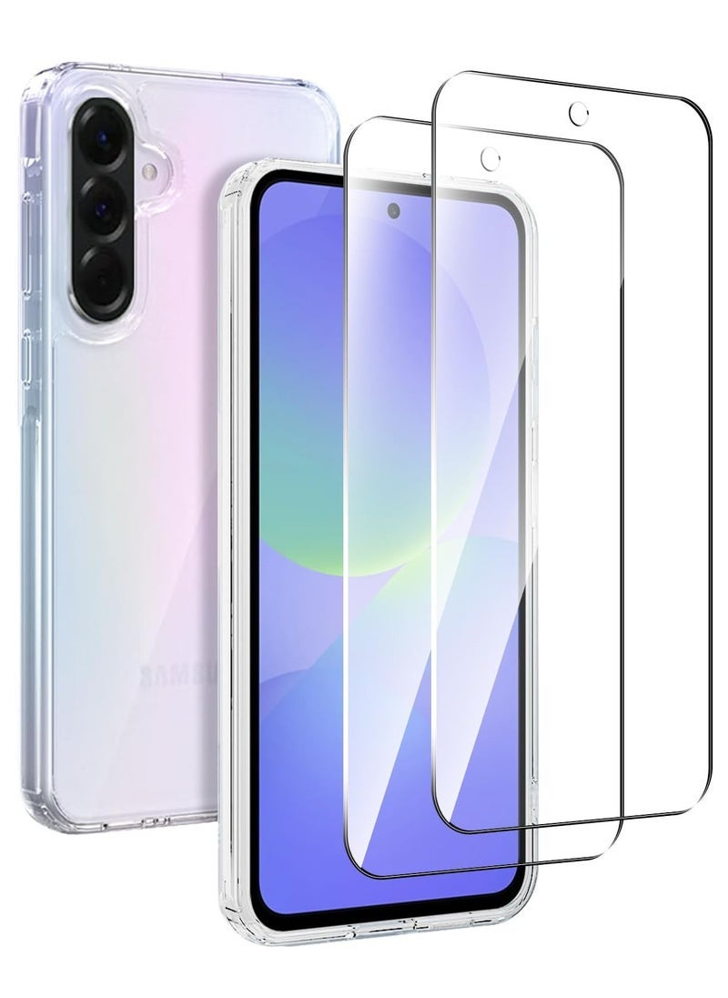 DUSALA 2 Pack Tempered Glass Screen Protector for Samsung Galaxy A36 5G 2025 with Ultra Slim Clear Case Premium Film  Shockproof Case Friendly 9H Hardness - Image 1