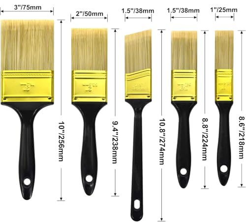 Greatandrew Great Andrew Paint Brushes, 30 PCS Great Value Multi use(3" 2" 1.5" 1" Flat &1.5" Angled) Paint Brush Pack, Paint Brushes Set for Home Furniture Fences Wall Trim - Image 3