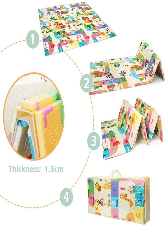SLAZIE Animal Theme Reversible Mat for Babies, Double Sided, Waterproof, Soft Cushioning, Portable, Baby Safe (Multicolour) - Image 3