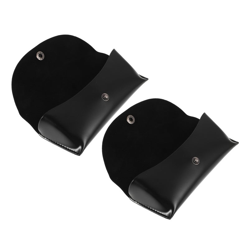 2pcs Soft Sunglasses Case: Portable Eyeglass Pouch Slim PU Glasses Storage Organizer Protective Eyewear Bag for Men Women Travel Outdoor Black - Image 1