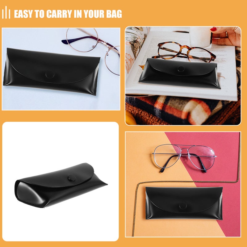 2pcs Soft Sunglasses Case: Portable Eyeglass Pouch Slim PU Glasses Storage Organizer Protective Eyewear Bag for Men Women Travel Outdoor Black - Image 2