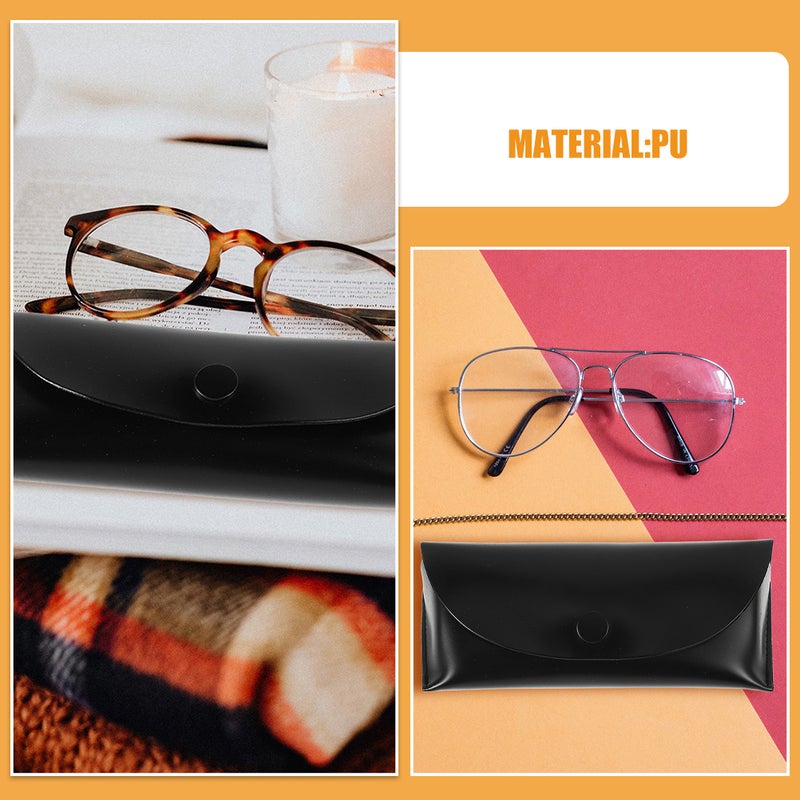 2pcs Soft Sunglasses Case: Portable Eyeglass Pouch Slim PU Glasses Storage Organizer Protective Eyewear Bag for Men Women Travel Outdoor Black - Image 3