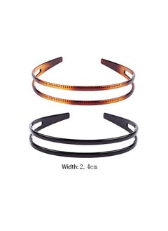 Fodattm Set of 2 Women Hard Plastic Headband Hair Hoop Black and Brown High-grade Headwear Hairband (Style F#)  - Image 2