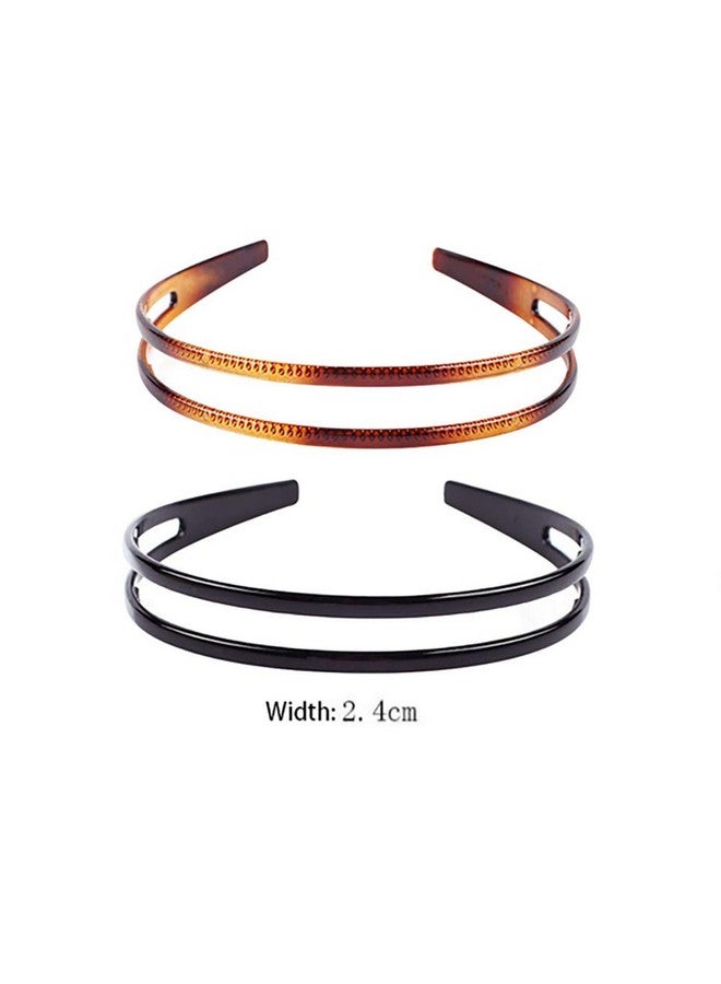 فوداتم مجموعة من قطعتين من عصابة الرأس المصنوعة من البلاستيك الصلب للنساء باللونين الأسود والبني، عصابة رأس عالية الجودة (الطراز F#) - Image 2