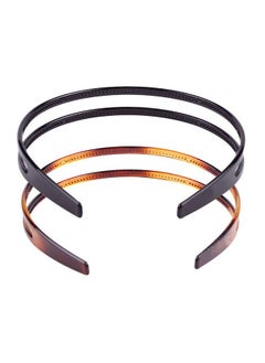 Fodattm Set of 2 Women Hard Plastic Headband Hair Hoop Black and Brown High-grade Headwear Hairband (Style F#)  - Image 4