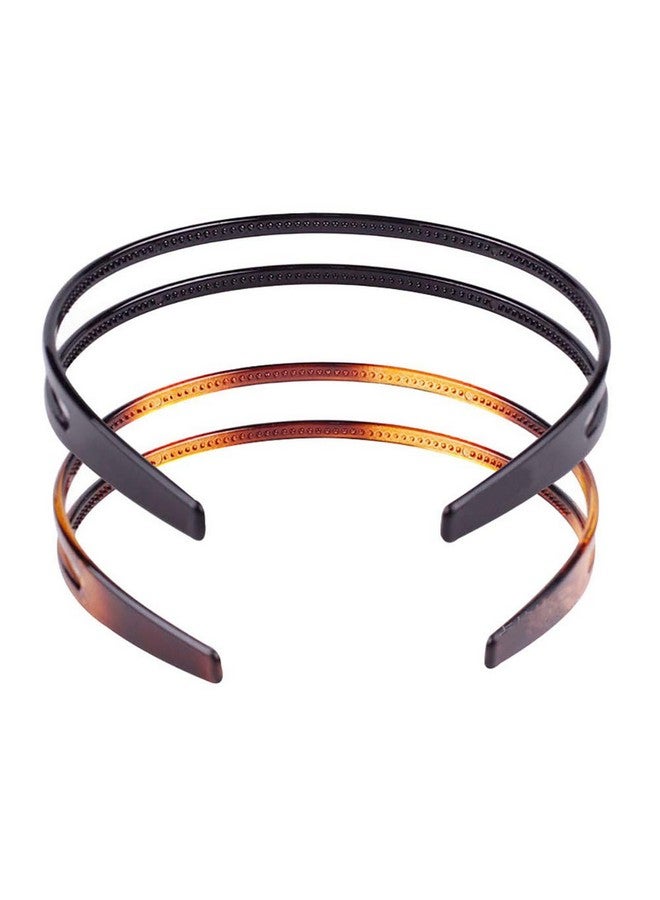 فوداتم مجموعة من قطعتين من عصابة الرأس المصنوعة من البلاستيك الصلب للنساء باللونين الأسود والبني، عصابة رأس عالية الجودة (الطراز F#) - Image 4