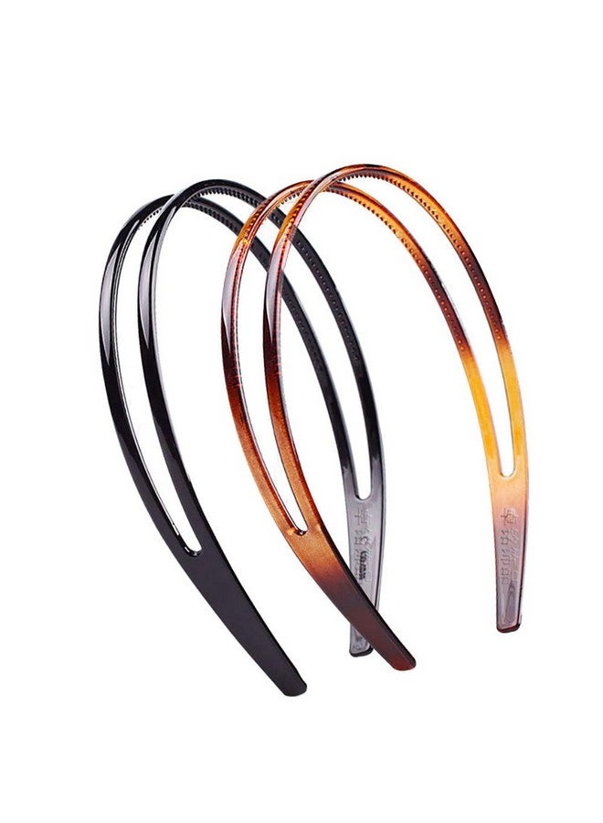 فوداتم مجموعة من قطعتين من عصابة الرأس المصنوعة من البلاستيك الصلب للنساء باللونين الأسود والبني، عصابة رأس عالية الجودة (الطراز F#) - Image 3
