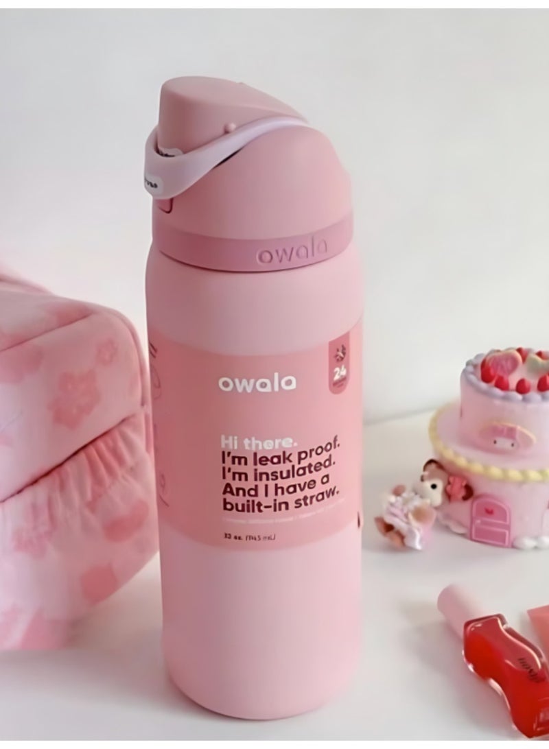 Owala Owala FreeSip Insulated Stainless Steel Water Bottle | With Straw | BPA-Free | Sports Water Bottle | 32 oz | 1-Pack (Rose Quartz Pink)  - Image 1