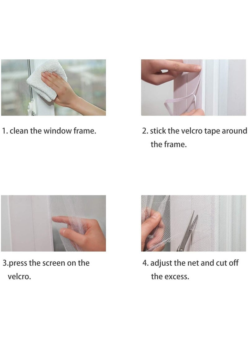 2 Pack Mosquito Net for Window,1.5mx1.3m DIY Anti Mosquito Net for Kitchen Window Net Mesh Screen Mosquito Mesh Curtain Protector Insect Bug Fly Mosquito Window Mesh Screen with 2 Rolls Tapes - Image 4