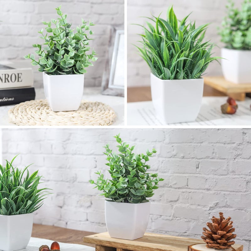 Der Rose 2 Pack Small Fake Plants Mini Artificial Potted Plants for Table Desk Home Laundry Room Bathroom Office Decor - Image 3