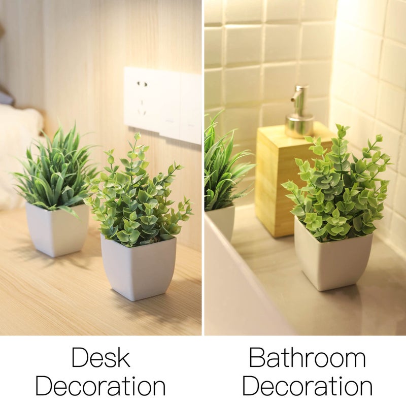 Der Rose 2 Pack Small Fake Plants Mini Artificial Potted Plants for Table Desk Home Laundry Room Bathroom Office Decor - Image 4
