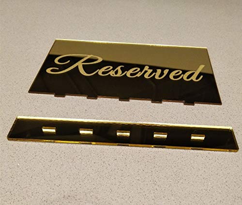 YongPan Set of 2 Acrylic Mirror Reserved Table Sign, Acrylic Freestanding Decoration, Acrylic Free Standing Reserved Wedding Signs (Gold) - Image 2