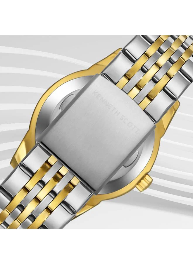 Kenneth Scott White Men's Stainless Steel Analog Watch K23030-TBTW - 40x49 mm for Men | Best Price UAE