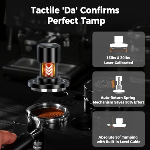 IKAPE 533MM V6 Impact Espresso Tamper with Sound Feedback 15lb30lb Interchangeable Springs Espresso LowProfile Tamper with Triplespring System Fits 54mm portafilters - Image 3