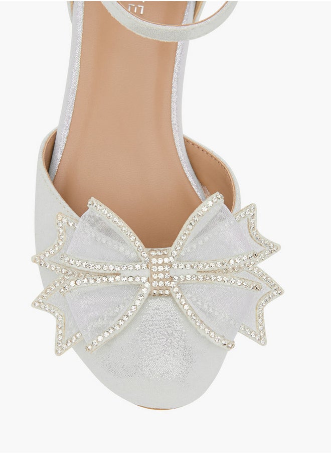 Celeste Bow Embellished Closed Feet Shoes with Hook and Loop Closure  - Image 4