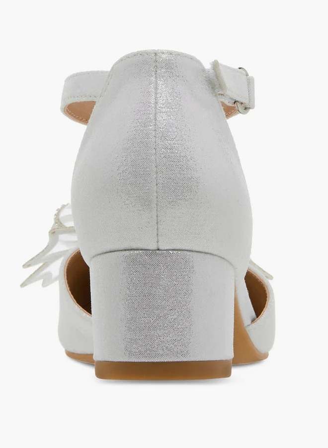 Celeste Bow Embellished Closed Feet Shoes with Hook and Loop Closure