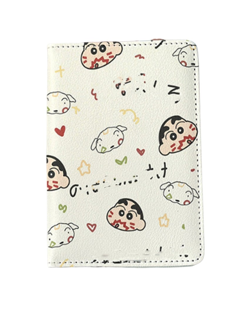 حامل جواز سفر مطبوع عليه رسوم متحركة باللون الأبيض، حامل بطاقات متعدد الوظائف، غطاء حماية جواز السفر، غطاء تخزين بطاقة الهوية، حامل بطاقات للأولاد والبنات، حامل بطاقات سفر من الجلد الصناعي، إكسسوارات السفر - Image 1